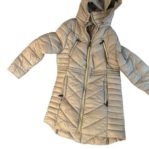 Women's Quilted Hooded Jacket - Beige